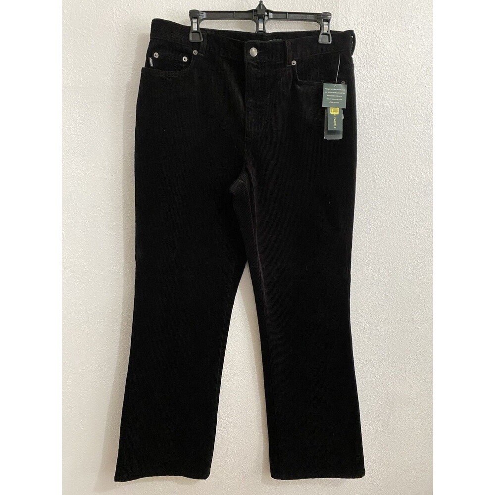 New Ralph Lauren Women’s Black Corduroy Pants 12 Straight Leg K30